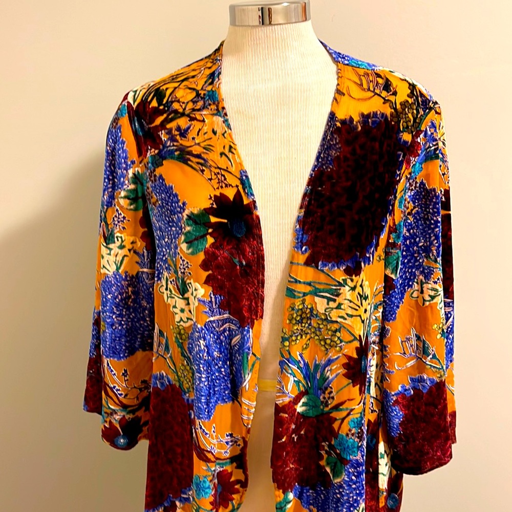 Anthropologie Velvet Flower Tunic Size O/S